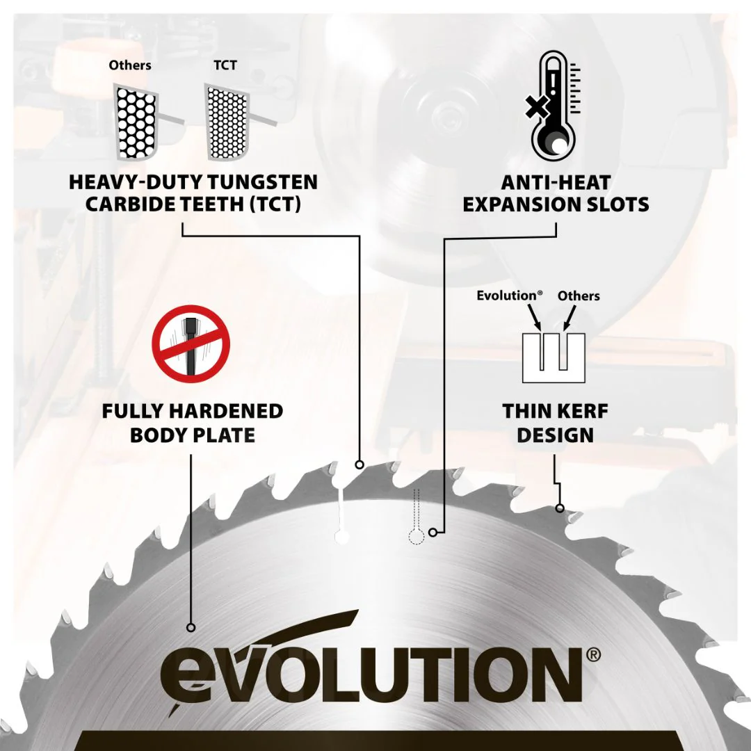 Evolution FW255TCT-60 | 10 in. | 60T | 1 in. Arbor | Fine Wood TCT Blade - Image 3