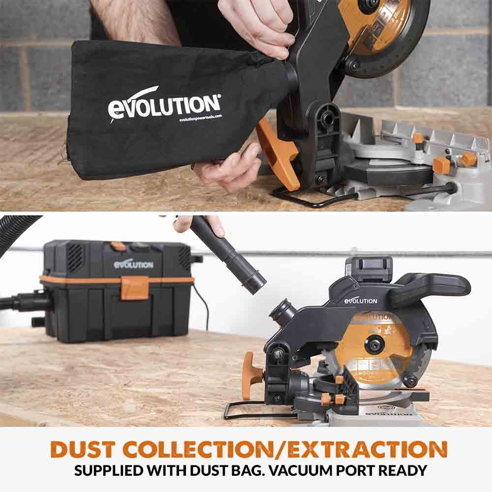 Evolution Cordless R185CMS-Li 7-1/4 in Compound Miter Saw 20V Li-Ion EXT Inc Multi-Material Blade - Image 8