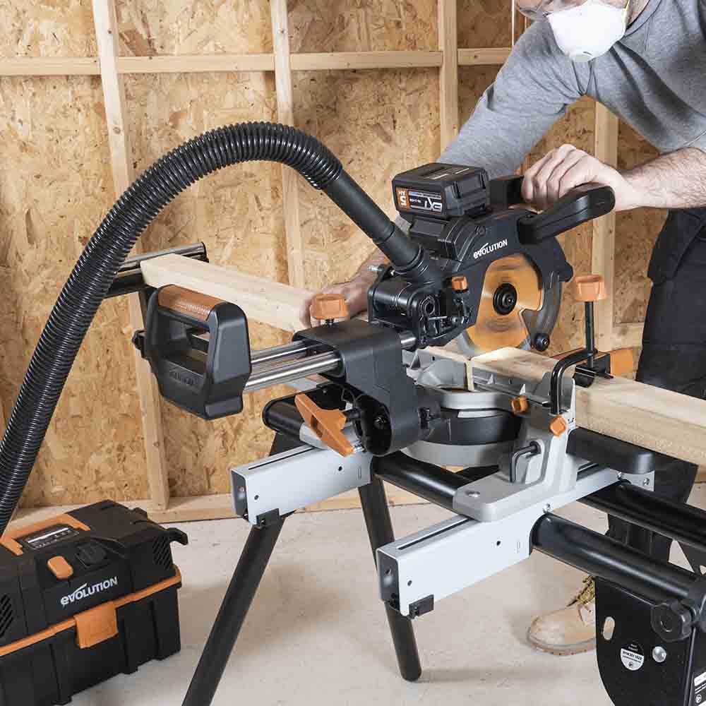 Evolution Cordless R185SMS-Li 7-1/4 in Sliding Miter Saw 20V Li-Ion EXT Inc Multi-Material Blade - Image 11