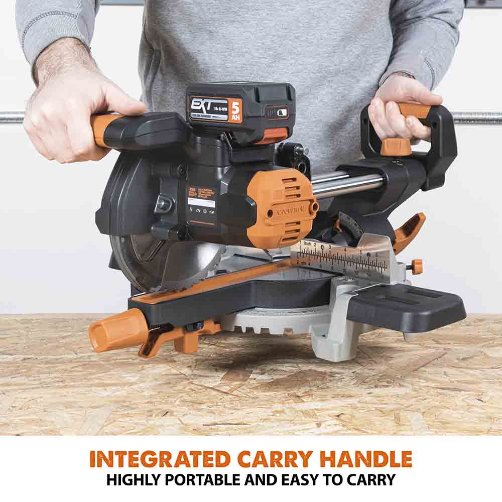 Evolution Cordless R185SMS-Li 7-1/4 in Sliding Miter Saw 20V Li-Ion EXT Inc Multi-Material Blade - Image 9