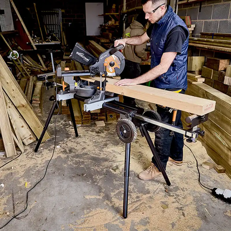 Evolution Universal Heavy-Duty Miter Saw Stand PLUS (XL): 10 Ft Support Arms / 661 Lbs Load Capacity with Wheels - Image 4