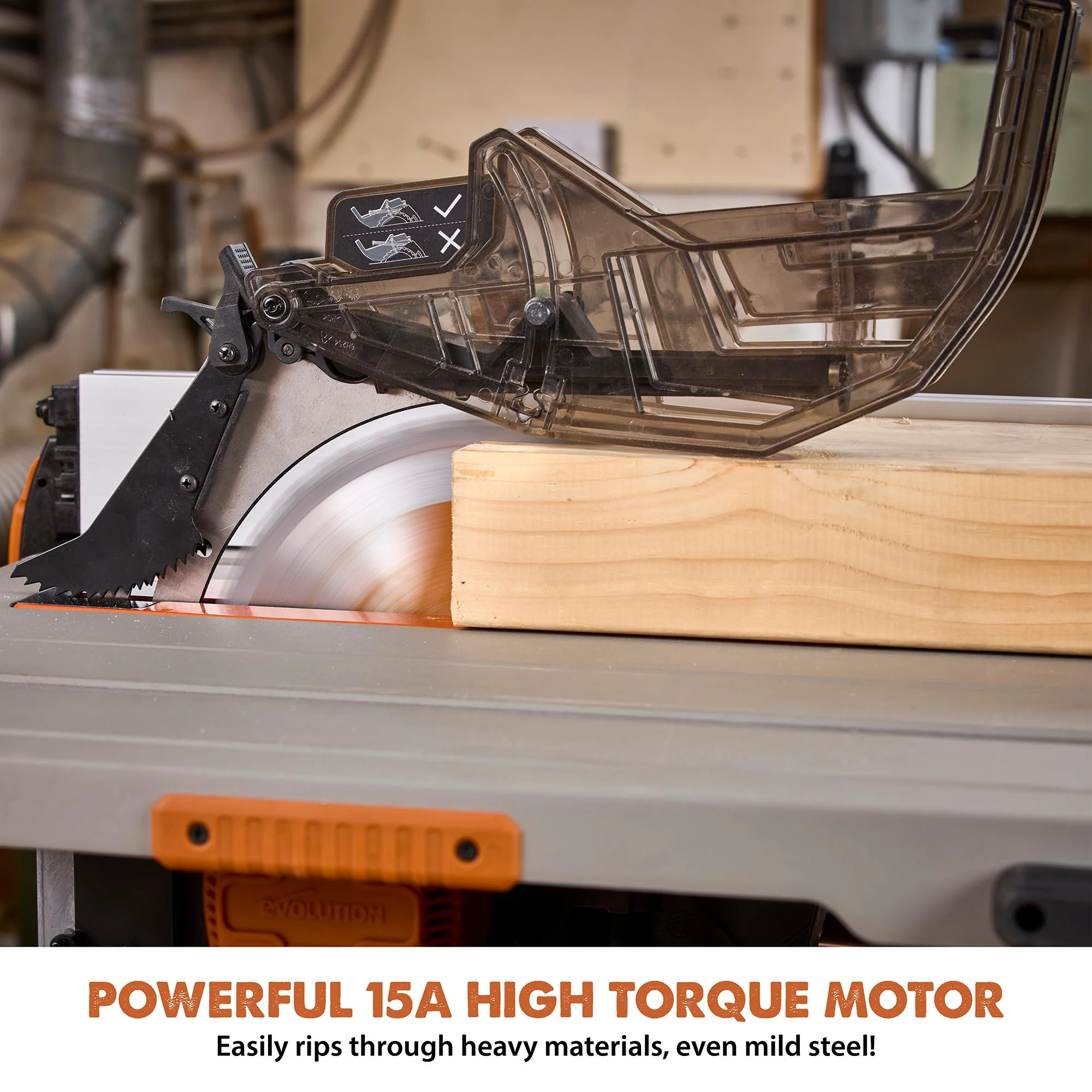 Evolution R10TBLX Multi-Material Table Saw with Wheeled Scissor Stand | 10 in. Multi-Material Cutting Blade - Image 6