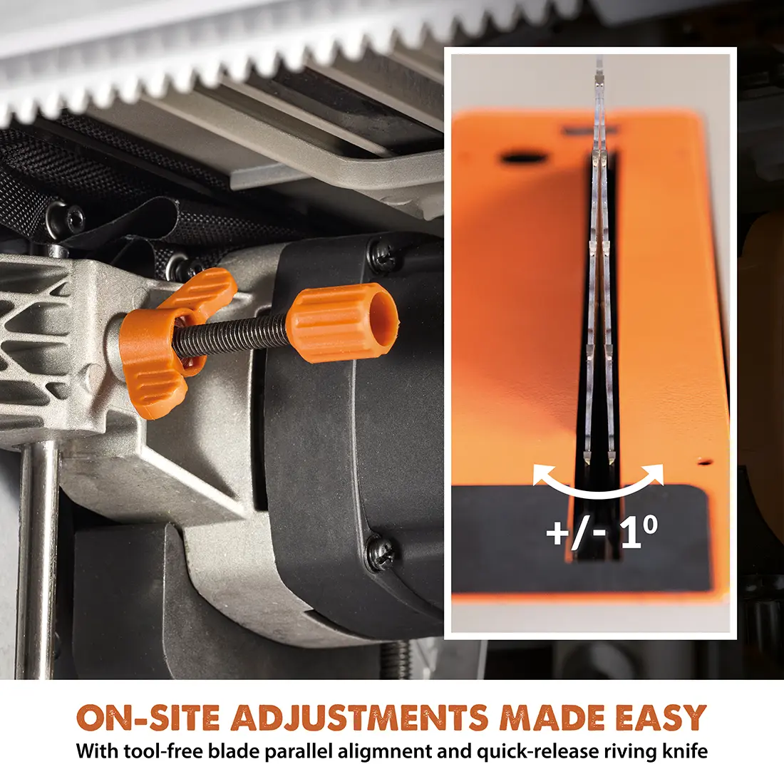 Evolution R10TBLX Multi-Material Table Saw with Wheeled Scissor Stand | 10 in. Multi-Material Cutting Blade - Image 10