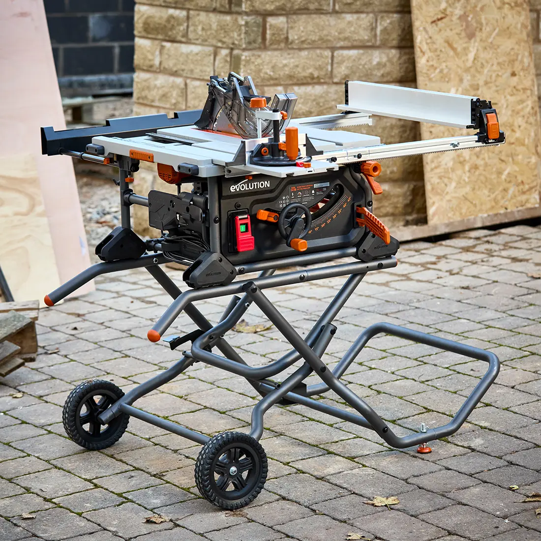 Evolution R10TBLX Multi-Material Table Saw with Wheeled Scissor Stand | 10 in. Multi-Material Cutting Blade - Image 12