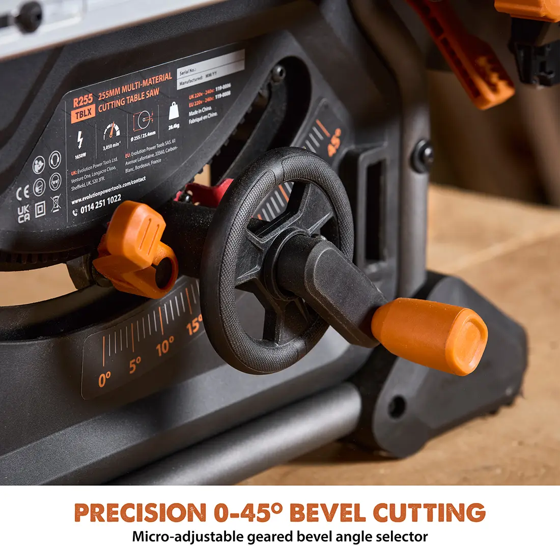 Evolution R10TBLX Multi-Material Table Saw with Wheeled Scissor Stand | 10 in. Multi-Material Cutting Blade - Image 9